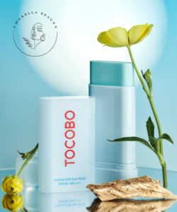 ضدآفتاب استیکی توکوبو حاوی عصاره پنبه با SPF بالای 50 بدون رنگ مناسب تمام انواع پوست بویژه پوست‎های چرب، مختلط و حساس حجم 19 گرم