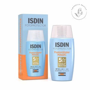 ضدآفتاب فیوژن واتر ایزدین مدل Magic با SPF50 بدون رنگ مناسب تمام انواع پوست حجم 50 میل