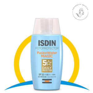 ضدآفتاب فیوژن واتر ایزدین مدل Magic با SPF50 بدون رنگ مناسب تمام انواع پوست حجم 50 میل