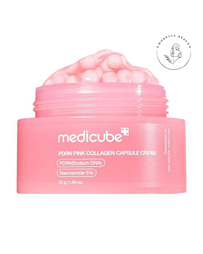 کرم کپسولی مرطوب کننده ضدچروک کلاژن و PDRN مدی کیوب مناسب انواع پوست حجم 55 گرم